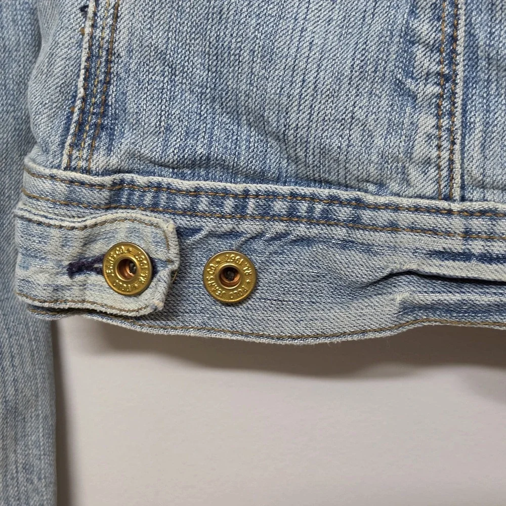 Polo Jeans Co Denim Jacket Women's MED Lydia Distressed Ralph Lauren Jean Jacket - Picture 4 of 7